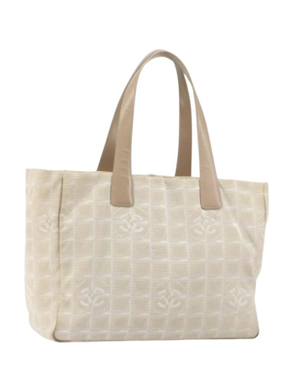 CHANEL New Travel Line Tote Bag Nylon Beige Gold CC